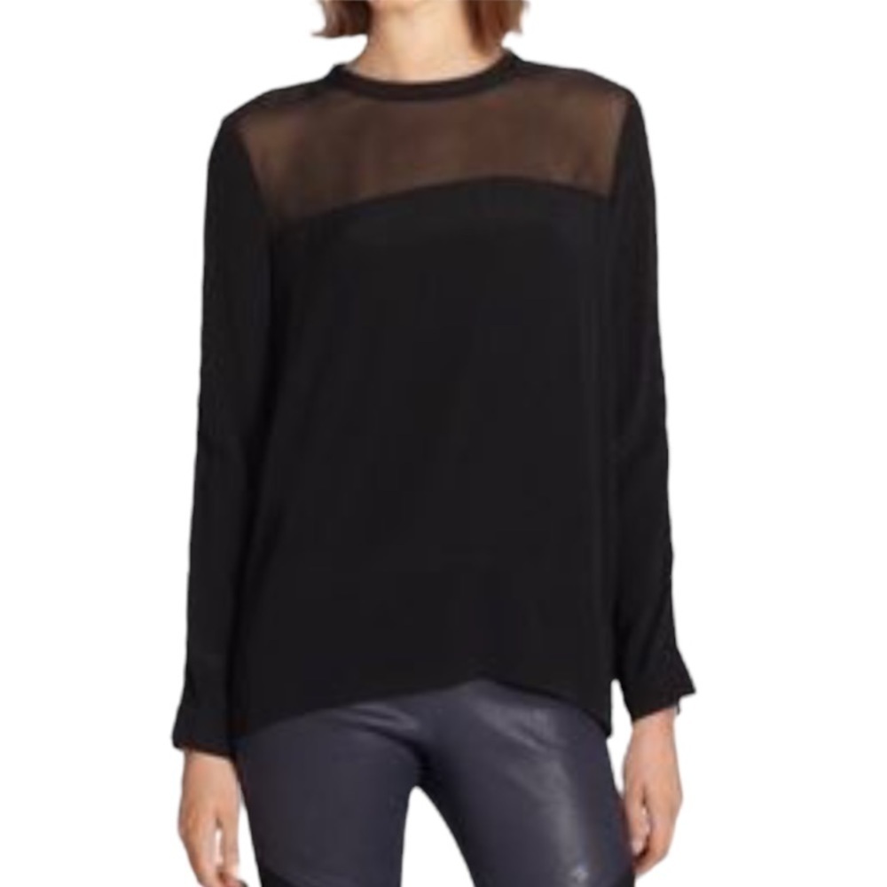 IRO Ashty Mesh Open Ladder Arm Blouse Black Small